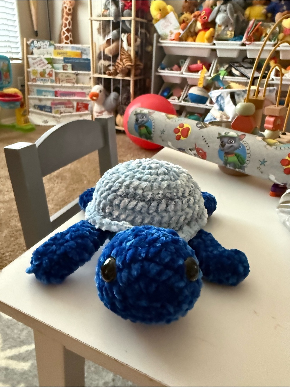 Handmade Plush Turtle Toy - Blue